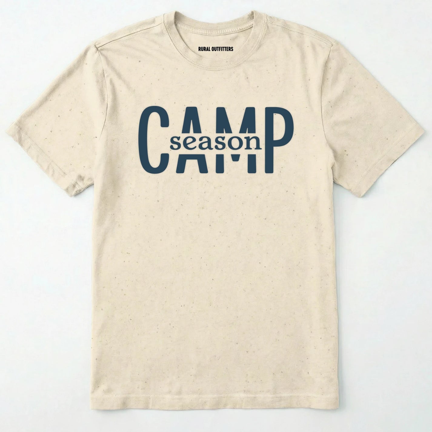 Natural camp season shirt in simple bold text on a white background.