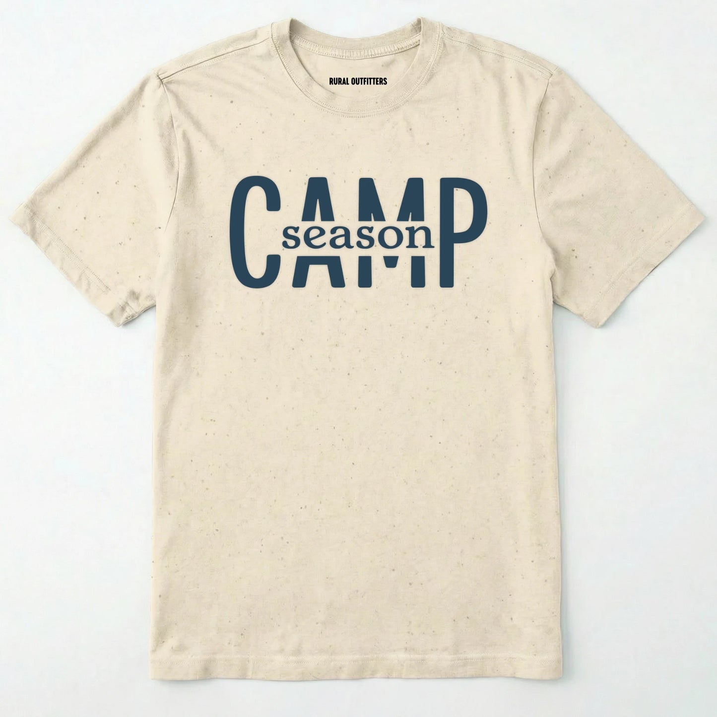 Natural camp season shirt in simple bold text on a white background.