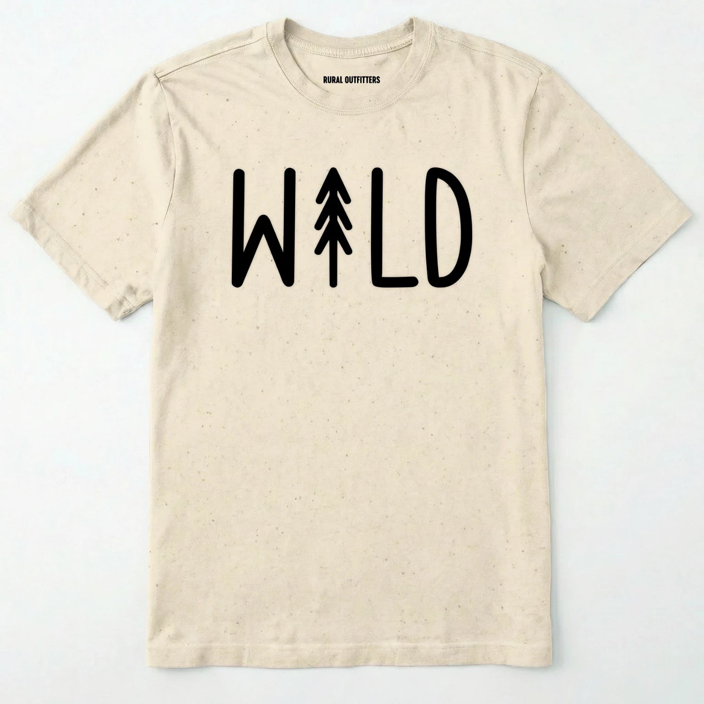 Natural t-shirt with 'wild' text and tree graphics on a white background