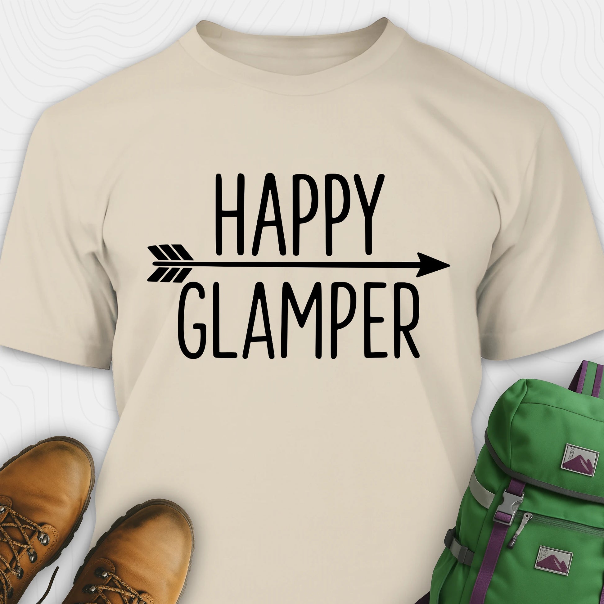 Sand happy glamper shirt with arrow graphic