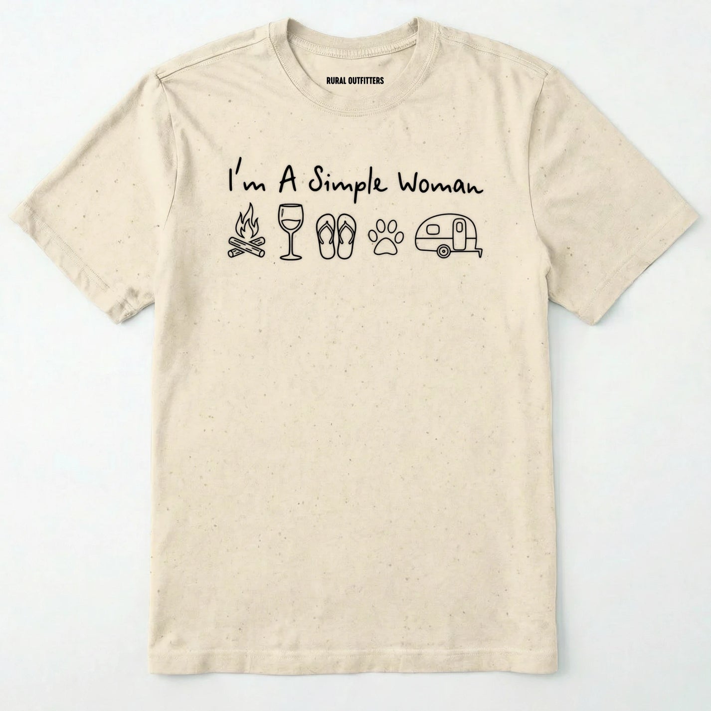 Natural t-shirt with text and icons on a white background