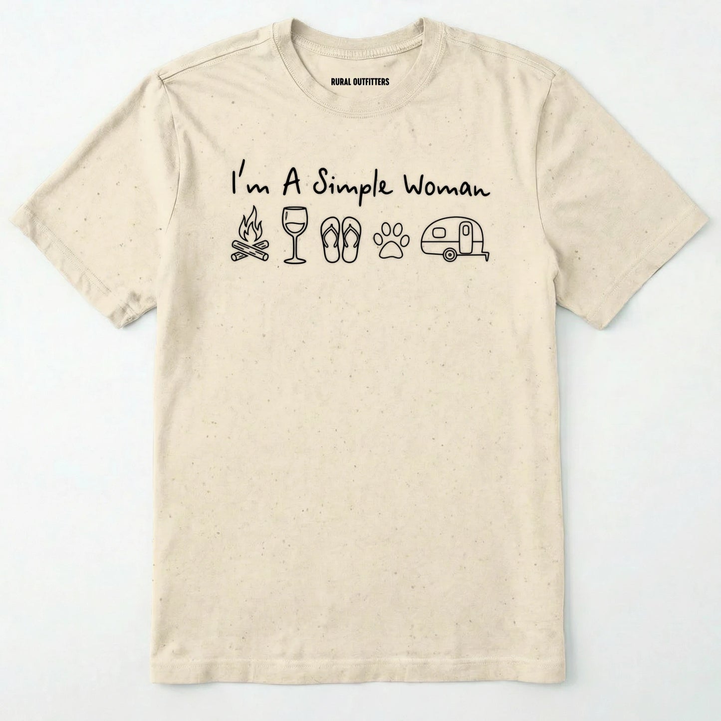 Natural t-shirt with text and icons on a white background