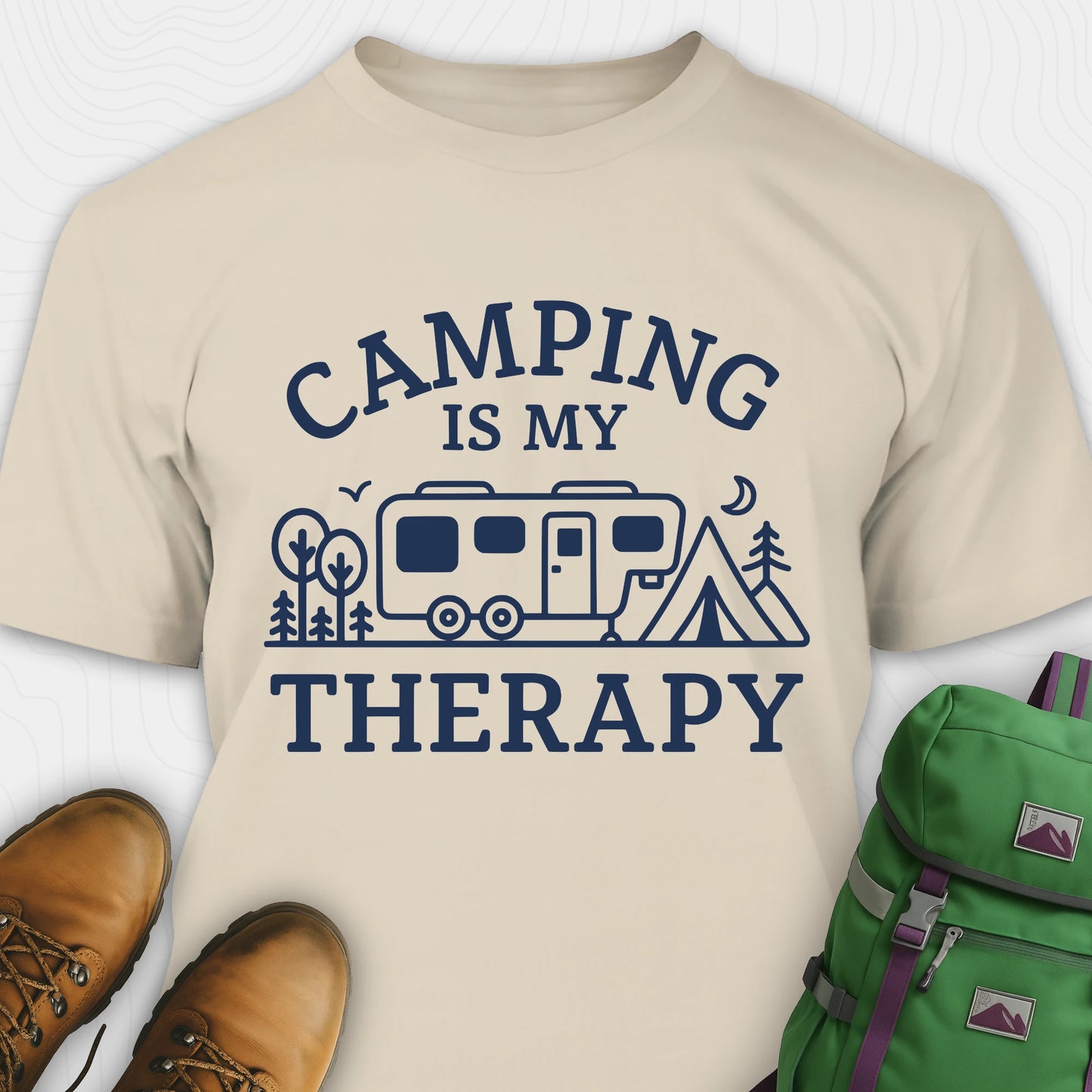 Sand camping is my therapy shirt with rv and tent design