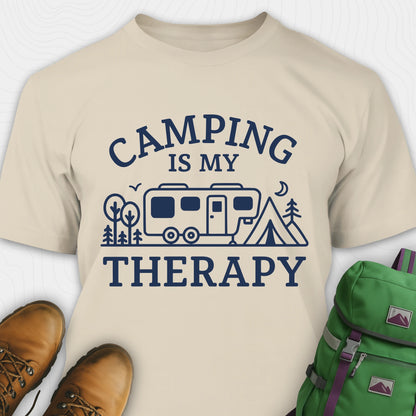 Sand camping is my therapy shirt with rv and tent design