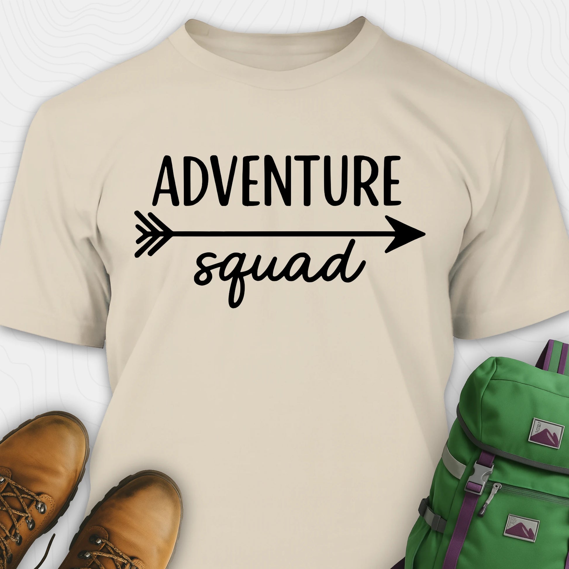 Sand adventure squad t-shirt with black arrow design