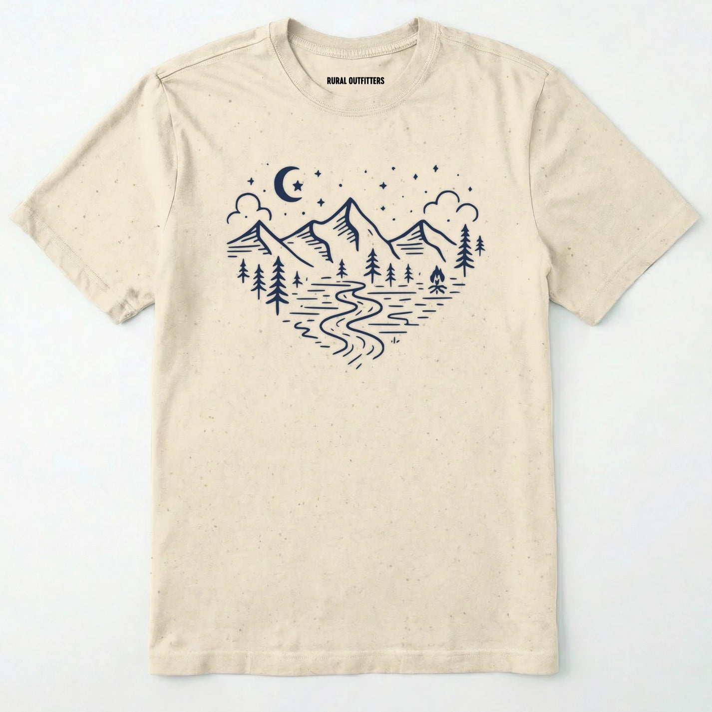Natural love nature t-shirt with mountain and forest heart graphic on a white background.