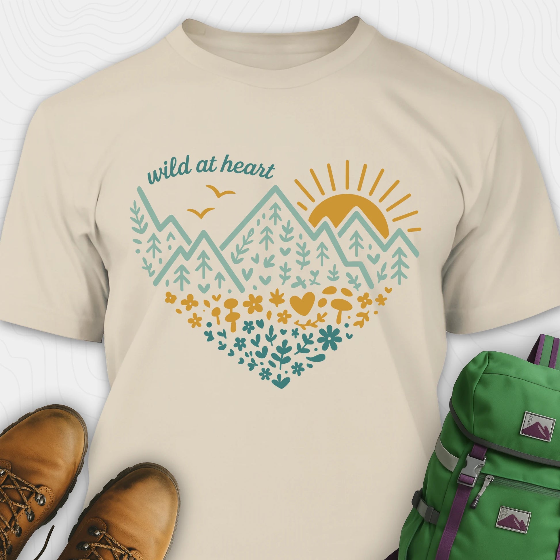 Sand wild at heart t-shirt featuring nature inspired heart graphic