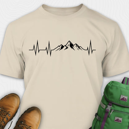 Sand mountain heartbeat t-shirt featuring heartbeat and mountain peaks
