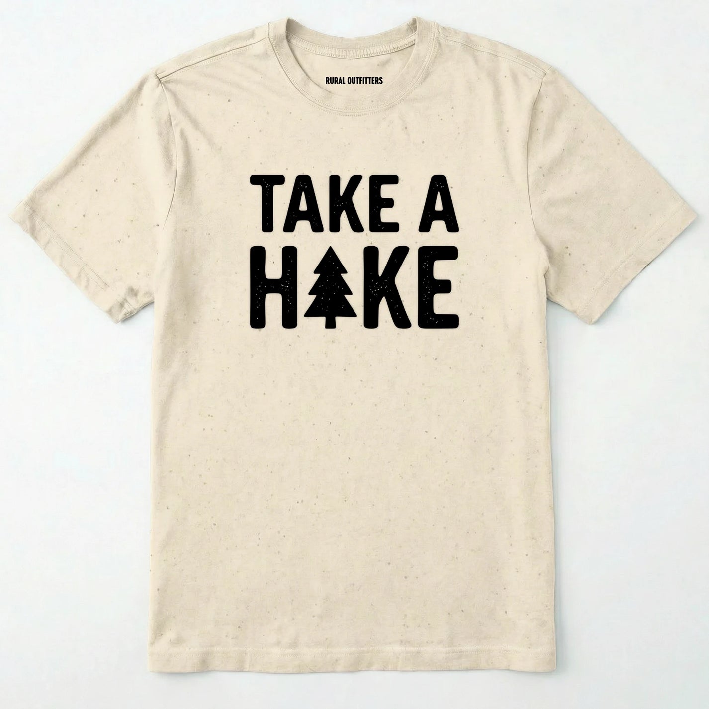 Natural t-shirt with 'take a hike' text on a white background