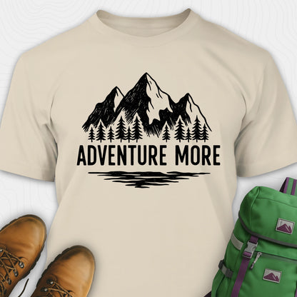 Sand adventure t-shirt with black mountain and tree graphic on a soft cotton tee