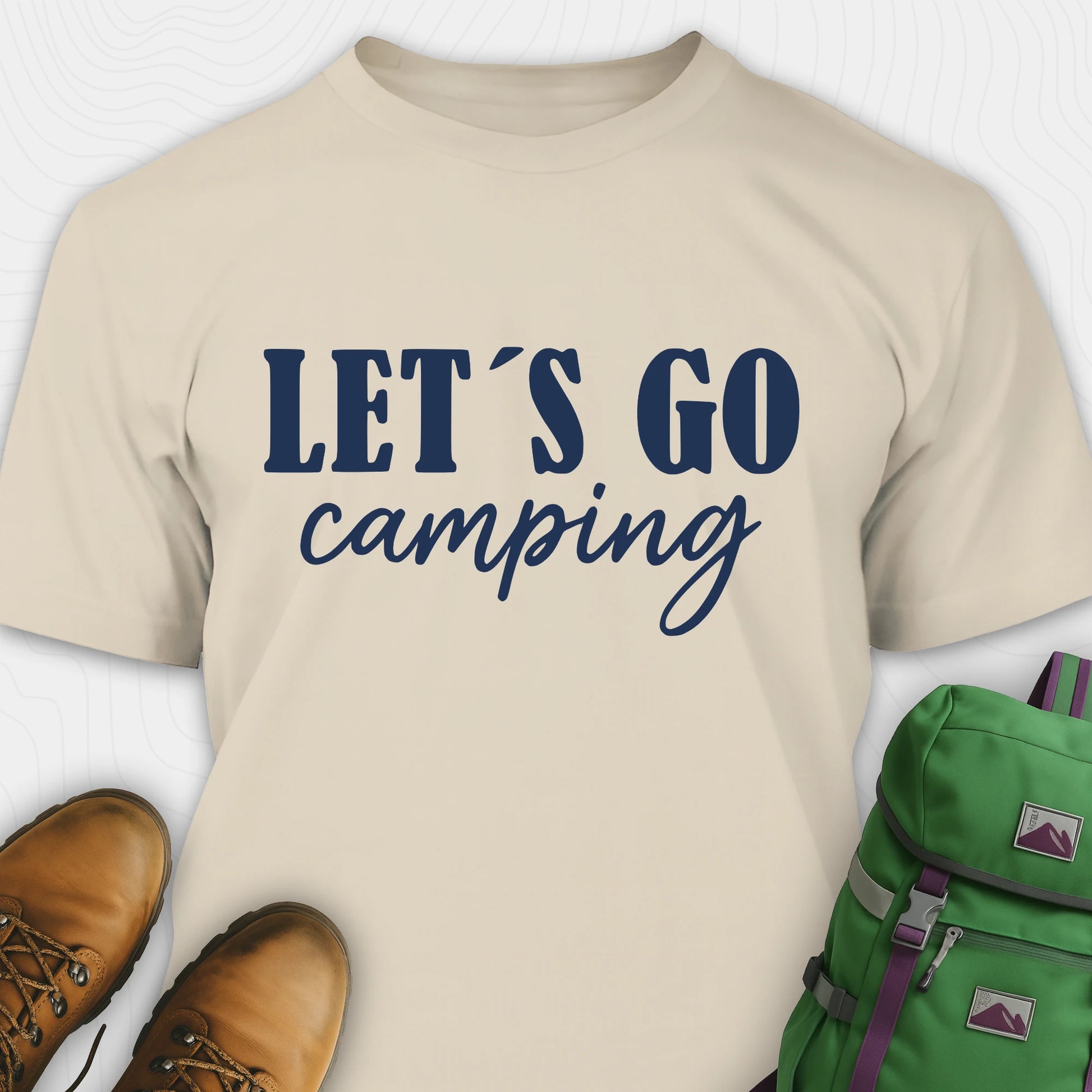 Sand lets go camping shirt with simple adventure typography