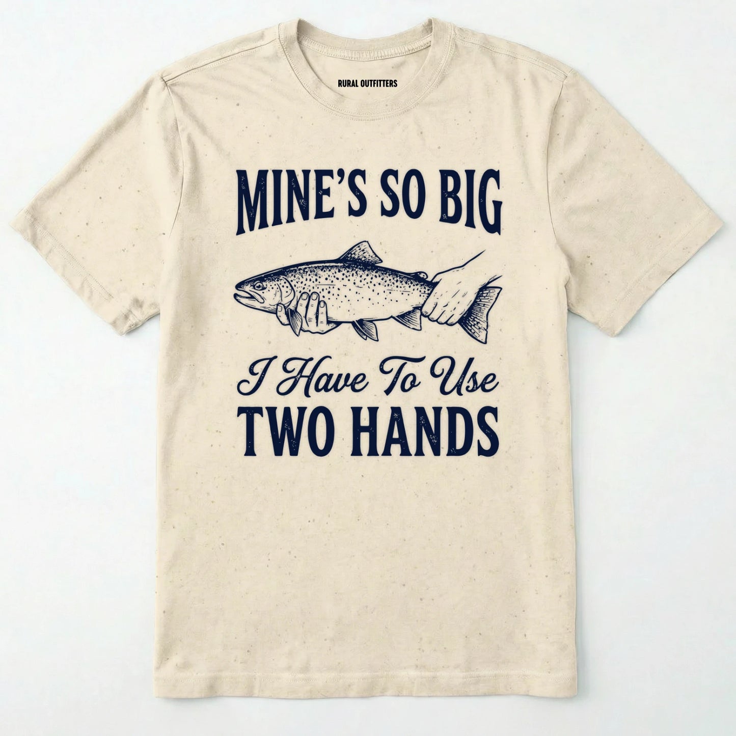 Natural t-shirt with a fish graphic and text on a white background