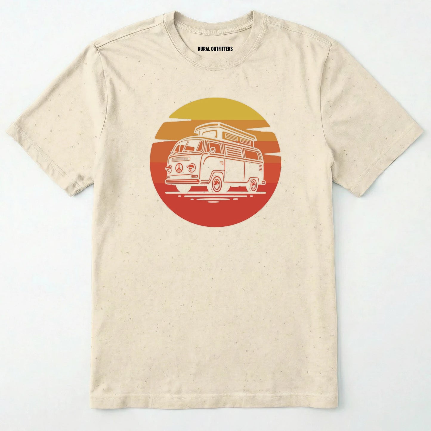Natural camper shirt featuring a vintage rv design with a warm sunset.