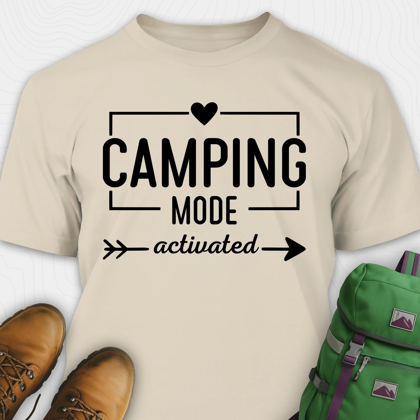Sand camping mode activated shirt with heart and arrow design