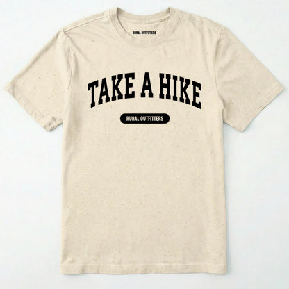 Natural take a hike t-shirt on a plain white background
