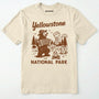 Natural yellowstone national park t-shirt with a brown bear playing an accordion graphic.