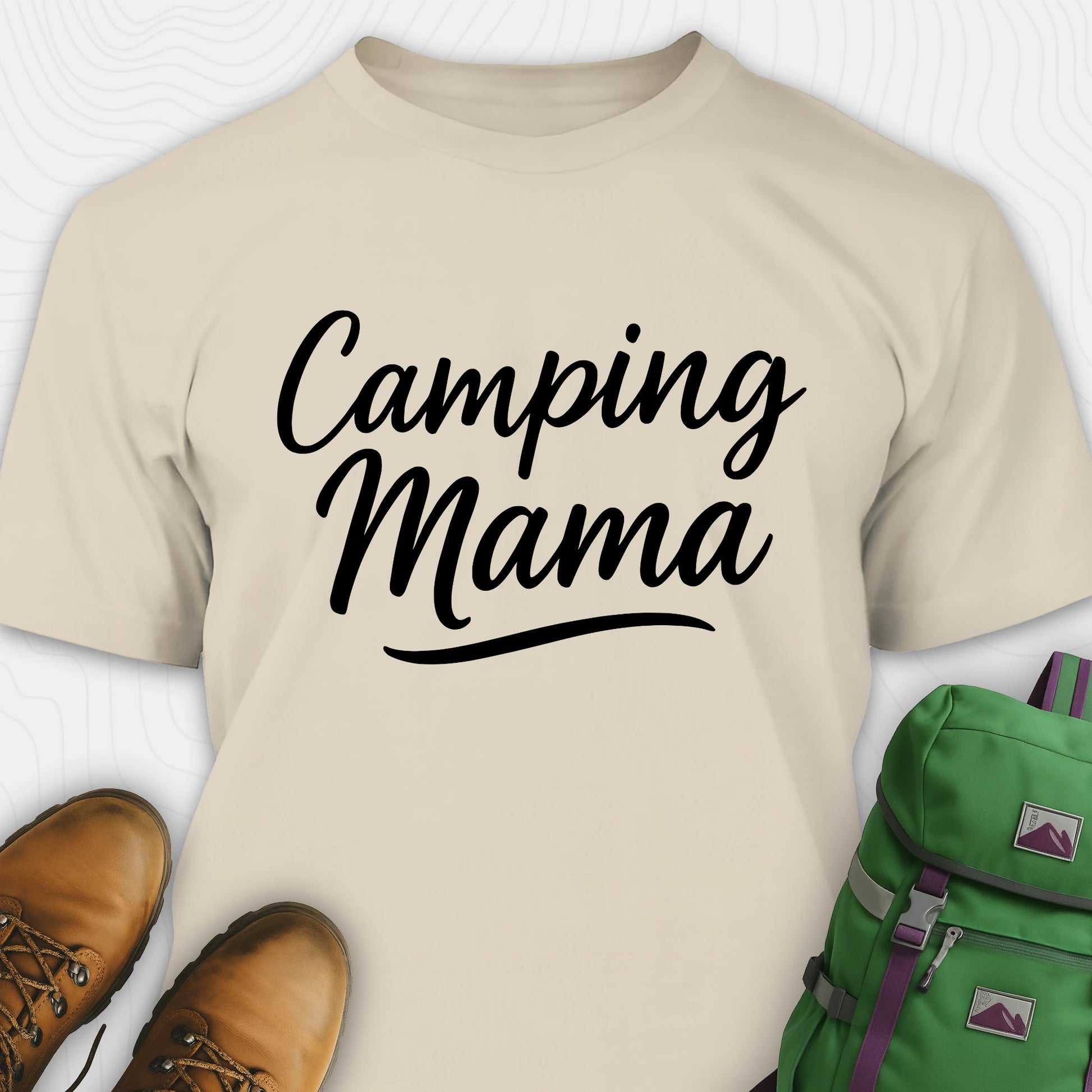 Sand camping mama shirt with script design
