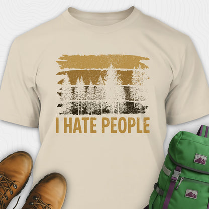 Sand I hate people t-shirt with distressed forest graphic