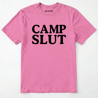 Azalea camp slut shirt in bold font on a white background.